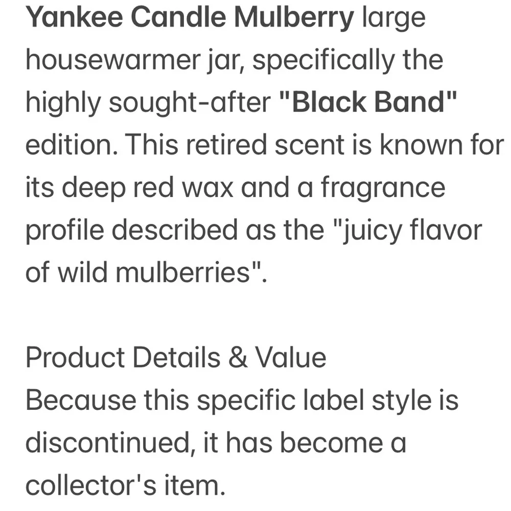 Yankee Candle Jar Mulberry Scent Rare Vintage Black Label Burgundy Red 22 Oz